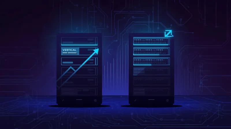 Scalare verticală vs orizontală — comparație vizuală servere