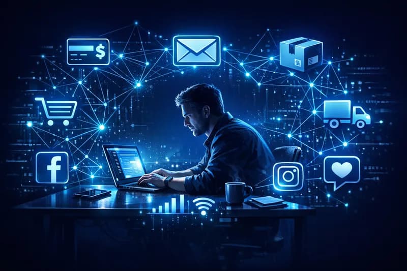 Antreprenor care conectează aplicații digitale prin integrări API pentru automatizarea afacerii