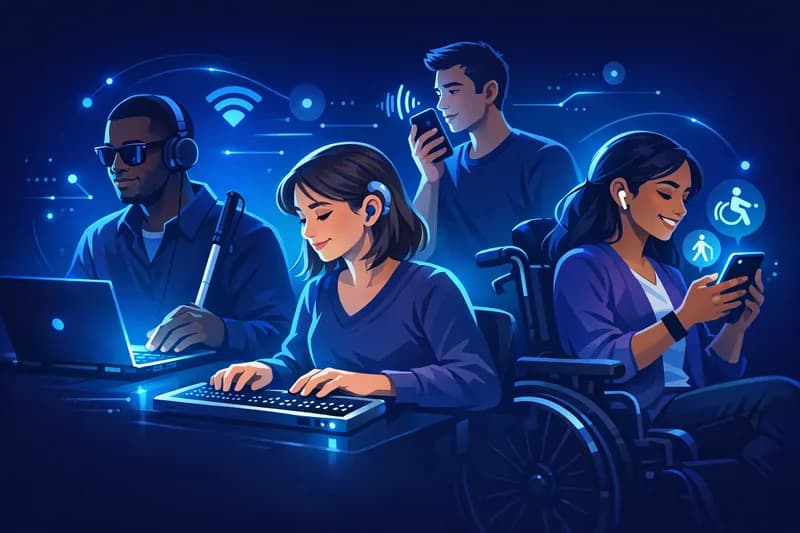 Person using an accessible website on a laptop, symbolizing digital inclusion
