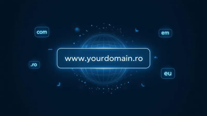 Bară de browser cu un domeniu web — ghid pentru alegerea numelui potrivit